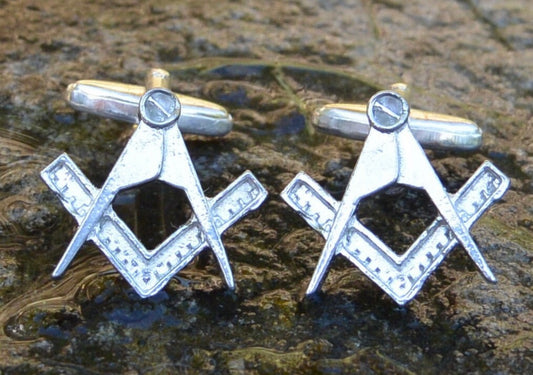 Cufflinks - Pewter - Square & Compass