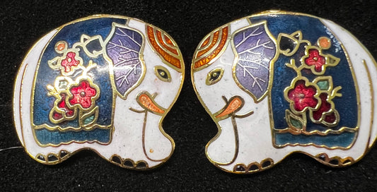 Cufflinks - Cloisonne - Elephants