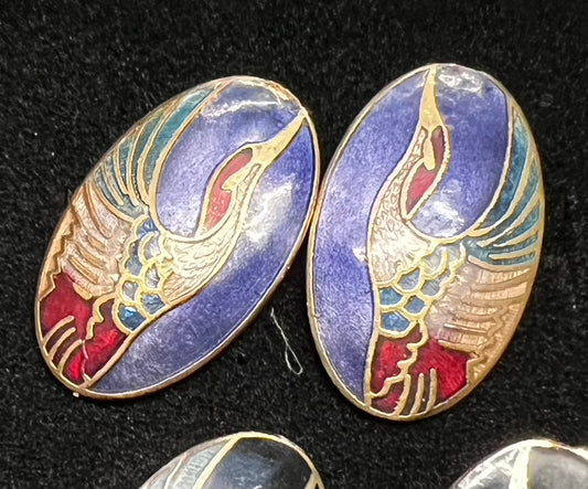 Cufflinks - Cloisonne - Birds Style 1