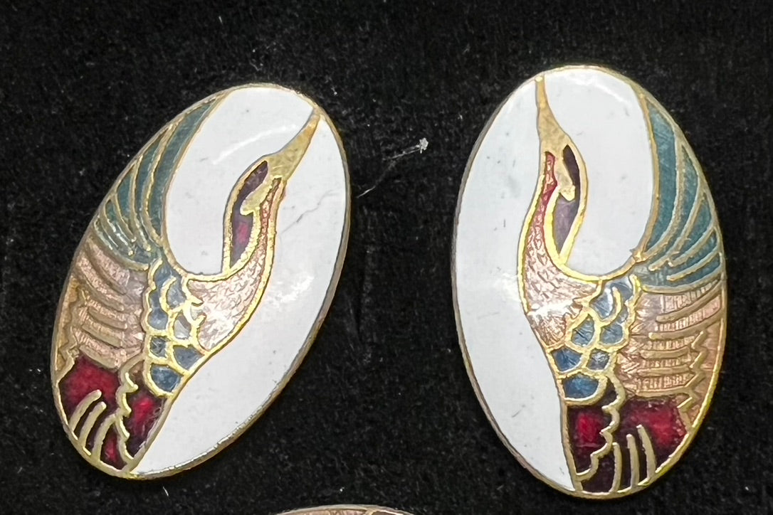 Cufflinks - Cloisonne - Birds Style 1